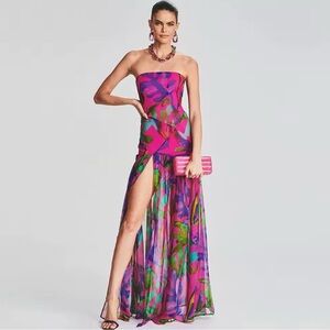 Vibrant Strapless Maxi Dress